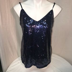 Women's Navy Sequin Tank Top